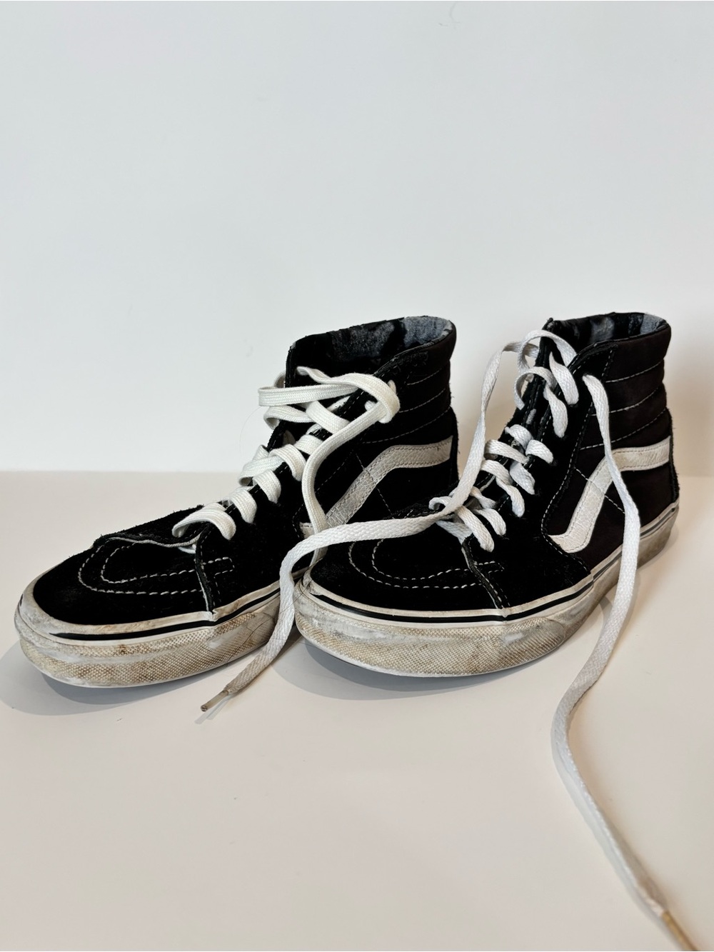 Vans Black and White Sk8-Hi Suede & Canvas Sneakers